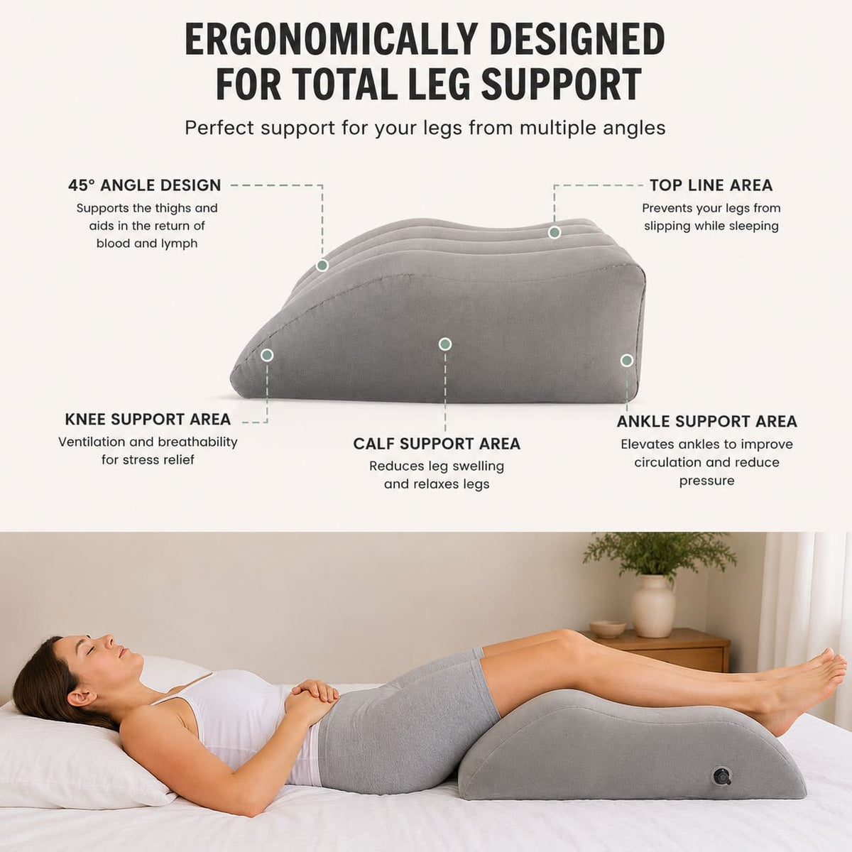 Inflatable Leg Elevation Pillow For Pain & Swelling