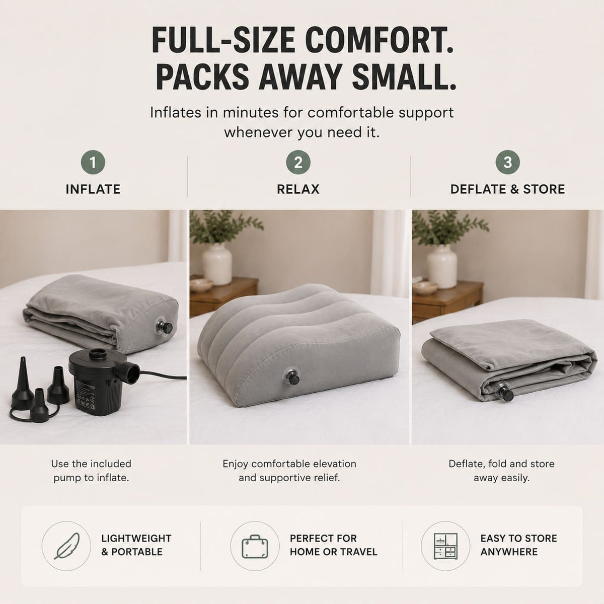Inflatable Leg Elevation Pillow For Pain & Swelling