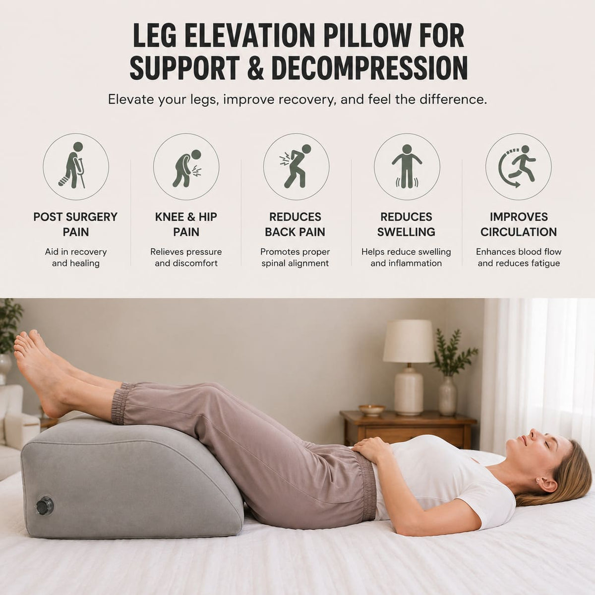 Inflatable Leg Elevation Pillow For Pain & Swelling
