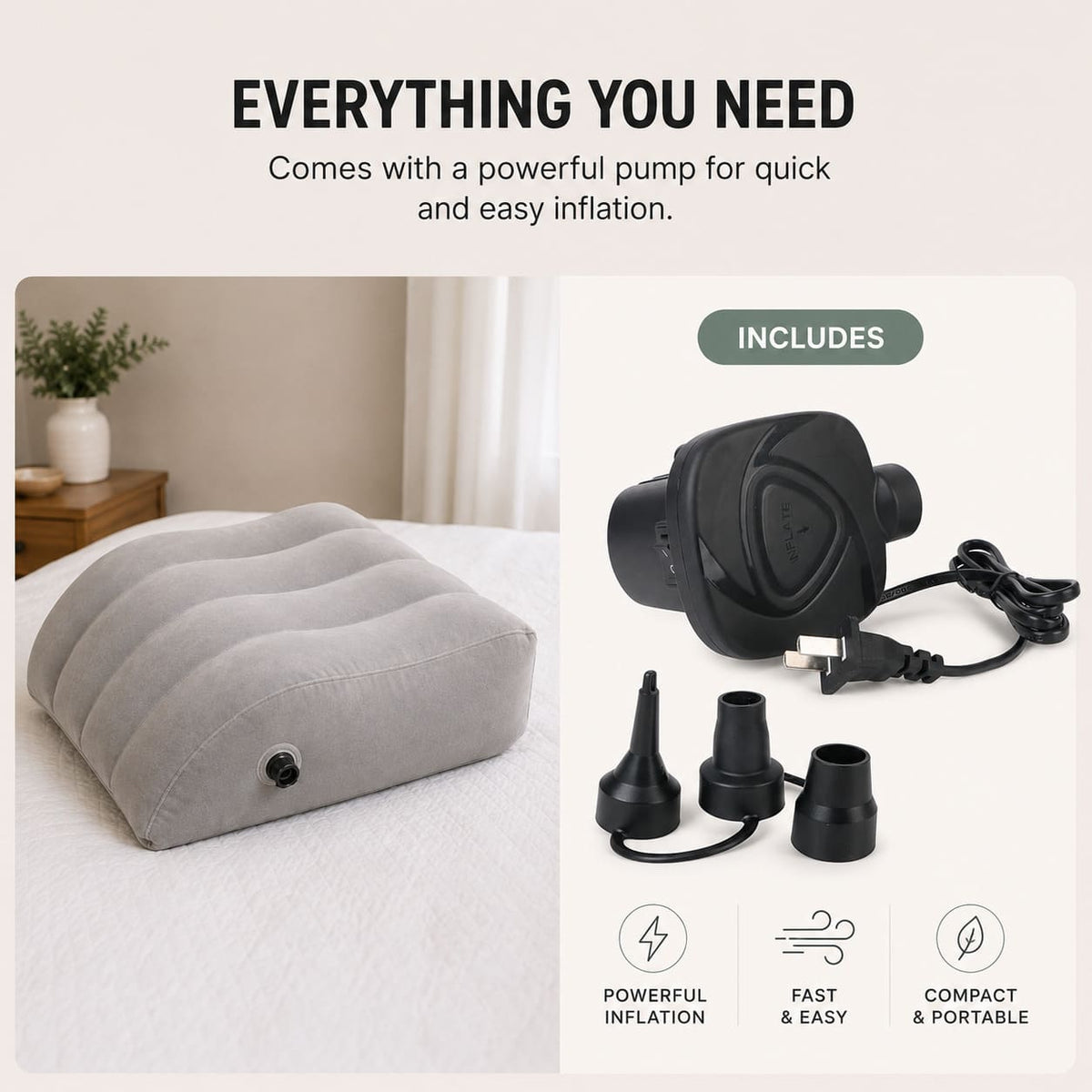 Inflatable Leg Elevation Pillow For Pain & Swelling
